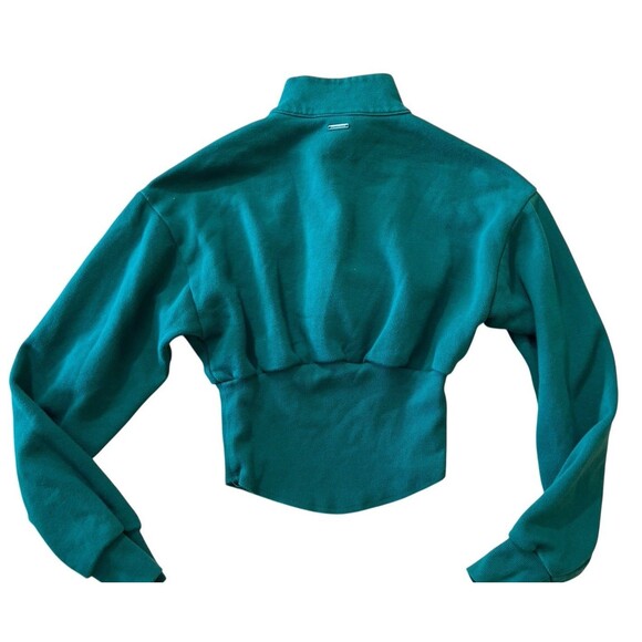 Victoria’s Secret Woman’s Crop Sweatshirt XS Teal Green Half Zip Pullover Top - Picture 2 of 8